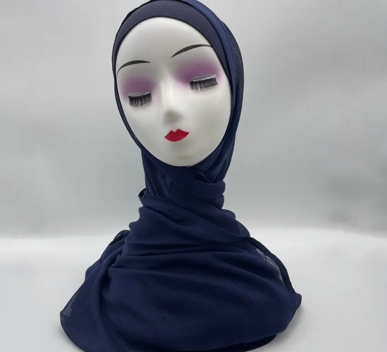 modal hijab with matching under cap, modal hijab sets Blue