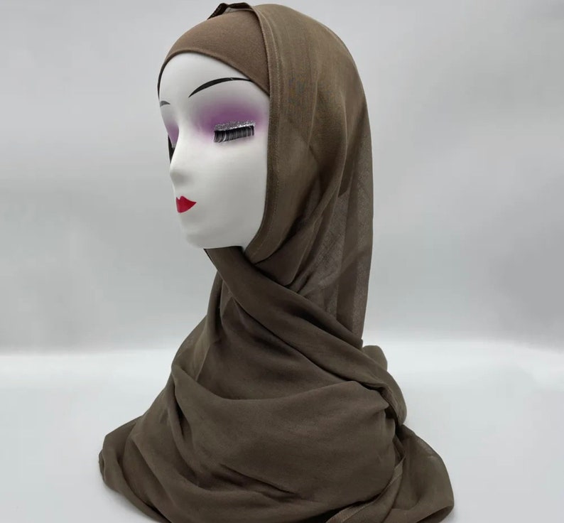 modal hijab with matching under cap, modal hijab sets tan