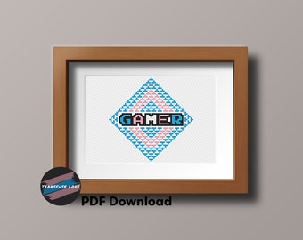 Descarga del patrón de punto de cruz retro Trans Gamer