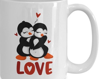 Cute Penguin Mug, Love Design, We Go Together, Love Heart, Happy Valentines, Penguin Love, Gift For Valentine's Day, Penguin Love Coffee Mug