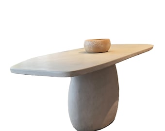 Handmade Microcement Dining Table: Modern Minimalist Stone Table