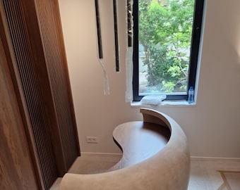 Curved Reception Desk - Modern Front Desk For Boutique Hotel, SPA, Beauty Saloon - Concrete Furniture