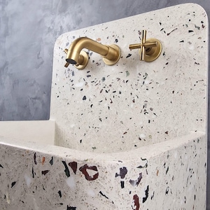 Terrazzo Concrete Wall Mount Sink: Modern Bathroom Basin