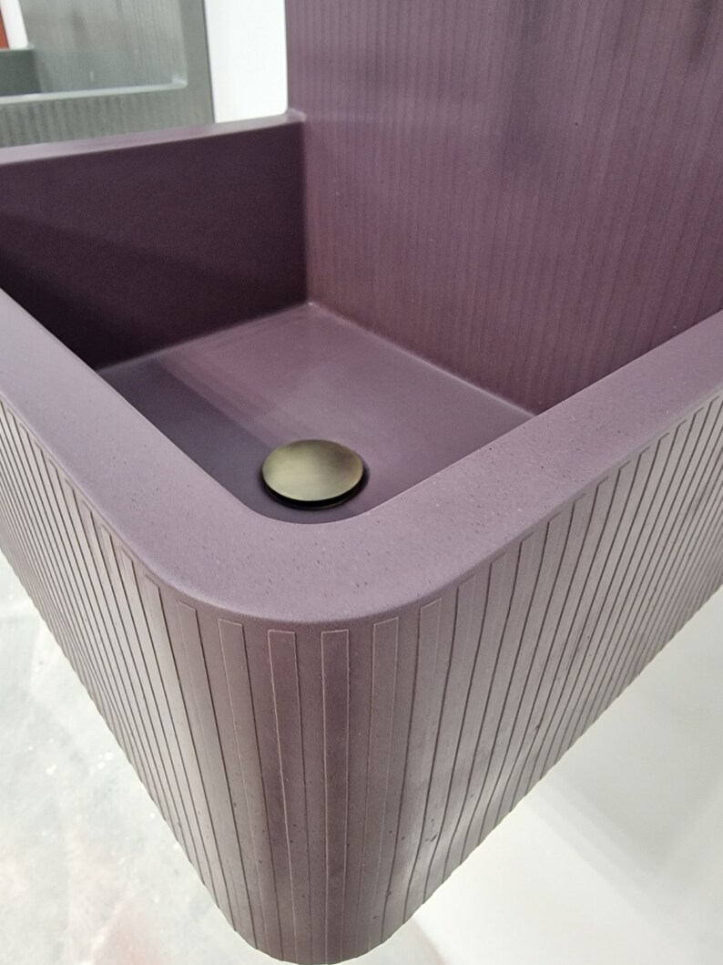 High Back Wall Mount Cement Sink Half Through Concrete Etsy