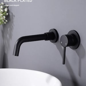 Black Wall Faucet, Bathroom Tap, Antique Faucet, Single Lever Bathroom Faucet, Kitchen Faucet, Wall Mount Sink Tap, Sprout Nozzle Faucet