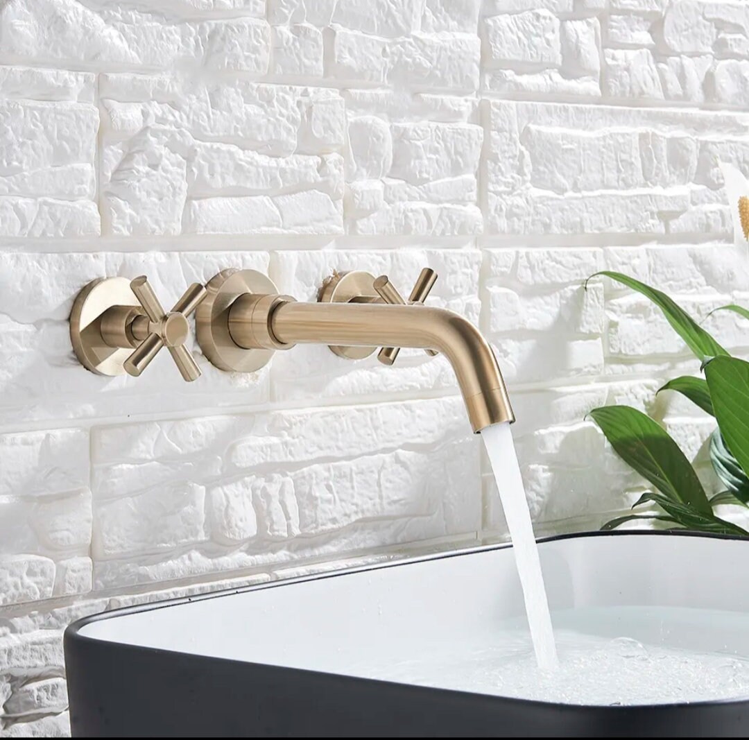 Antique Bronze Wall Mount Faucet: 3-hole Bathroom Sink Tap - Etsy