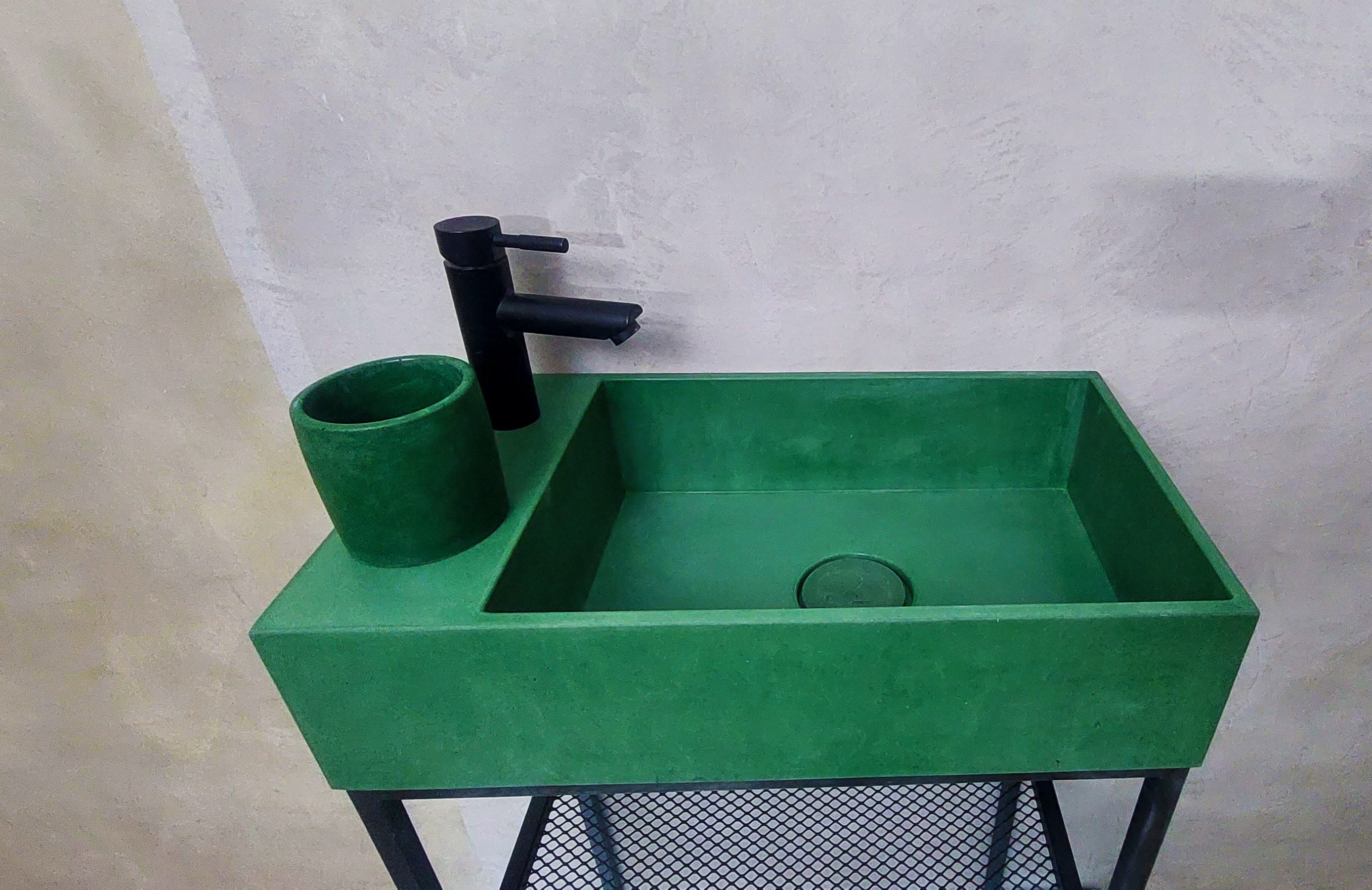 Integrated Sink Concrete Sink Bathroom Vanity Green Sink Etsy