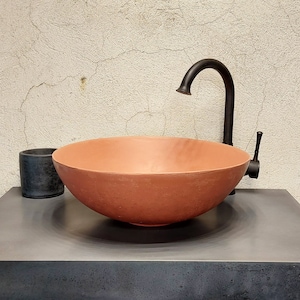Modern Concrete Vessel Sink Bowl, Countertop Wash Basin, Cement Sink, Bathroom Sink, Powder Room Sink, Stone Vessel Sink, Pink Bowl Sink