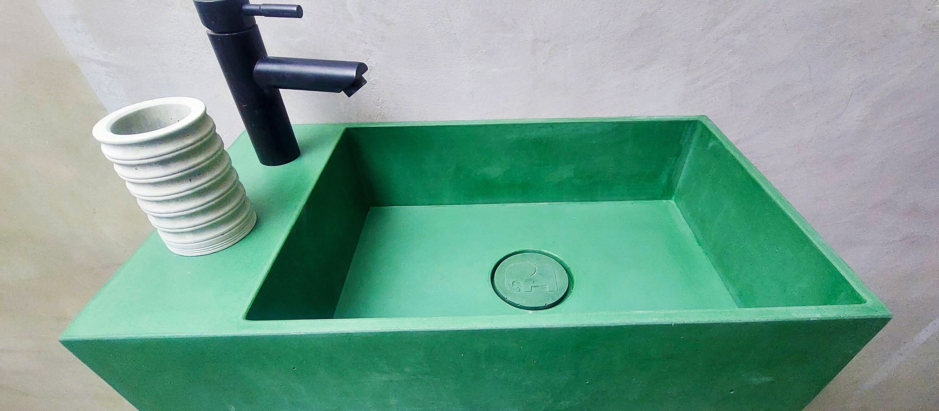 Integrated Sink Concrete Sink Bathroom Vanity Green Sink Etsy