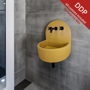 Concrete Bucket Sink with Backsplash: Wall Mount Basin - DDP (All taxes & duties included)