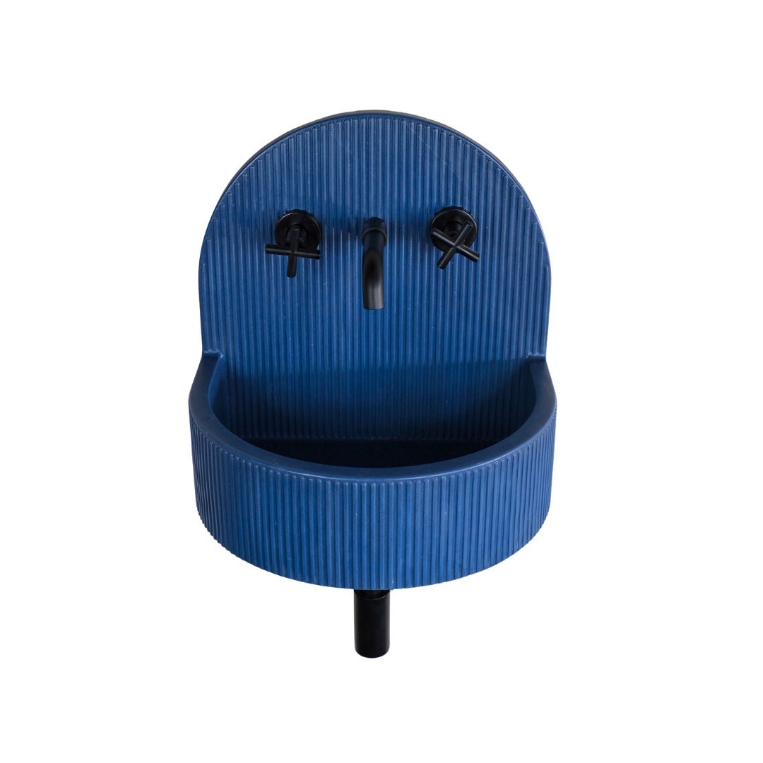 Contemporary Concrete Bucket Sink, Wall Hung Curved Bathroom Wash Basin