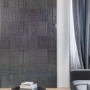 Dark Geometry Concrete Wall Tiles: Textured Accent Decor
