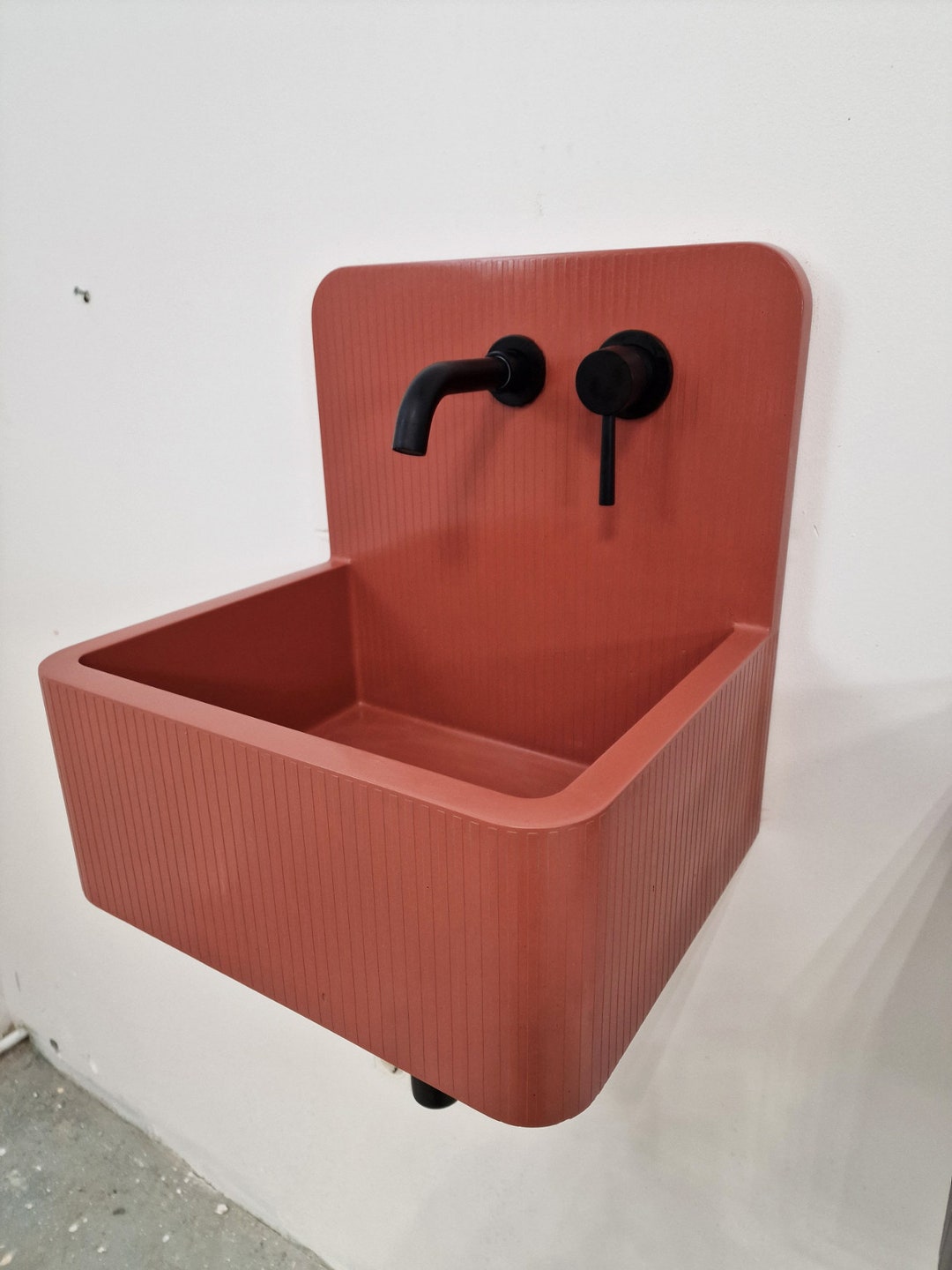 Contemporary Concrete Bucket Sink Wall Mount Utility Sink Etsy