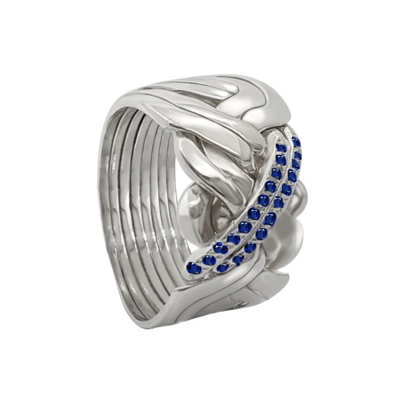 8 Band Womens, Turkish Sterling Solid Silver Puzzle Ring