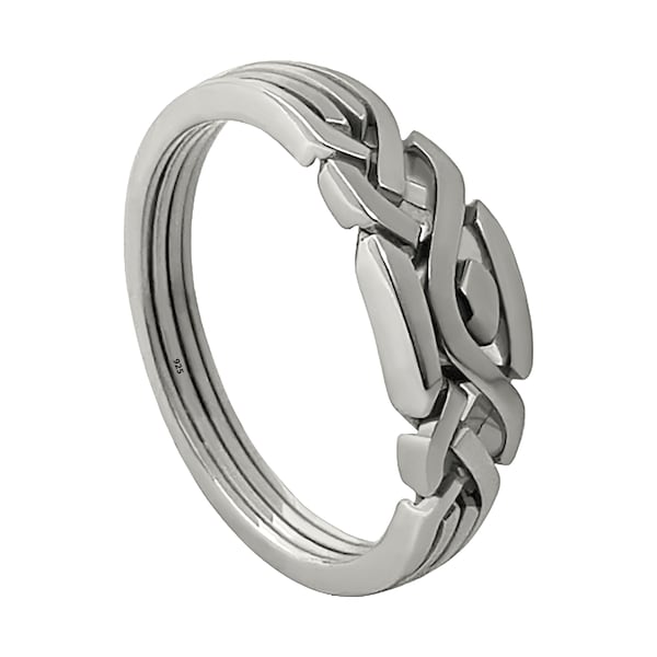 Sterlingzilveren 4-bands puzzelring – gekruiste handgemaakte Turkse puzzelring