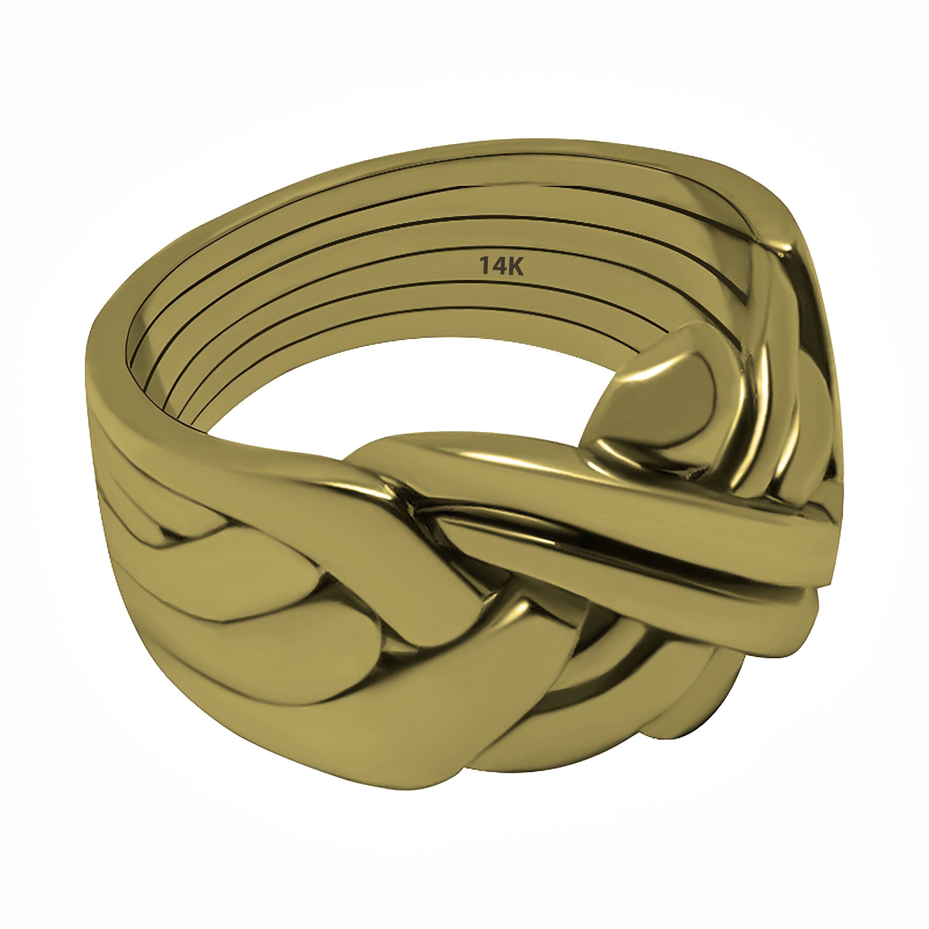 Metal Puzzle Rings OFLIUM Band 14K Real Yellow Gold Plated