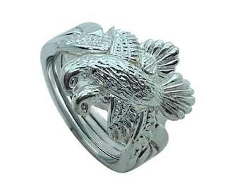 Eagle puzzle ring Handmade Sterling Silver 4 Band Puzzle Ring, Turkish Knot Design