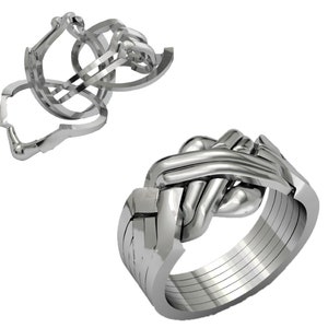 womens & mens Ring Turkish  handmade puzzle ring 6 band  plain silver puzzle ring  925 sterling solid silver