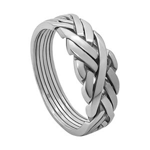 Bague puzzle faite main en argent sterling à 6 bandes, conception de noeuds anatoliens turcs