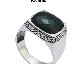 925 Sterling Silver Ring Onyx black Emerald green Ruby Red color  Stone Handmade Mens Women Knott design Turkish ring Gift for him Men her