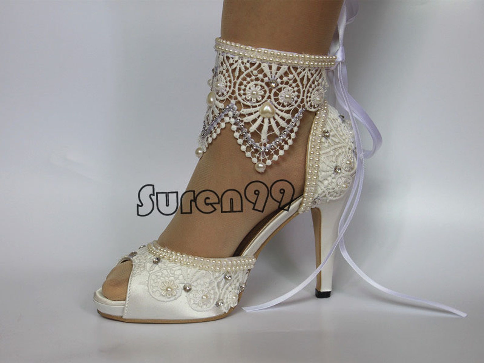 simple ivory wedding shoes