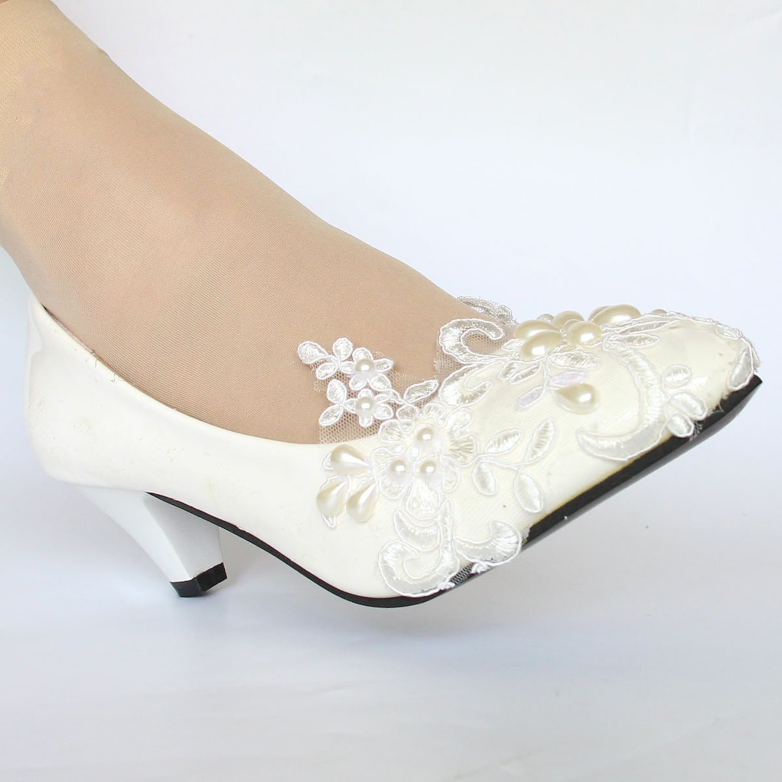 Ivory Wedding Shoes Kitten Heel bridal Shoes Wedding Etsy