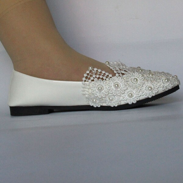 Scarpe da sposa piatte, scarpe da sposa, scarpa principessa con punta rotonda, scarpe da damigella d'onore in pizzo, scarpe da sposa con tacco basso, scarpe da fiore da donna, regalo da donna