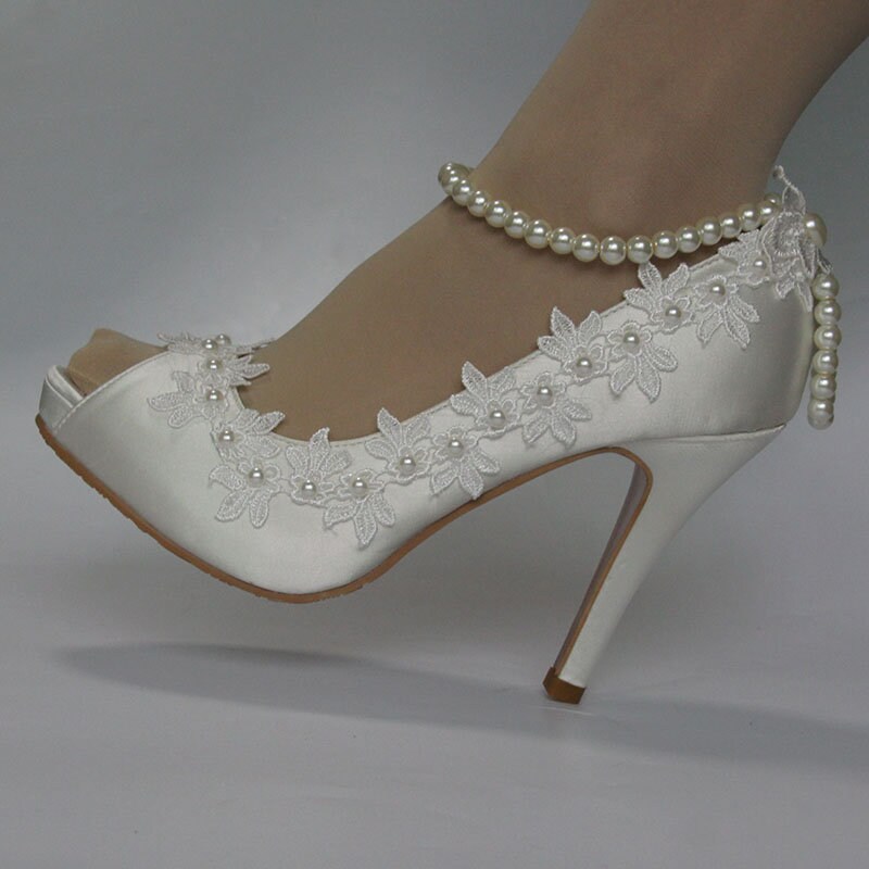 Zapatos de flores de encaje de tacón alto zapatos de novia de Etsy