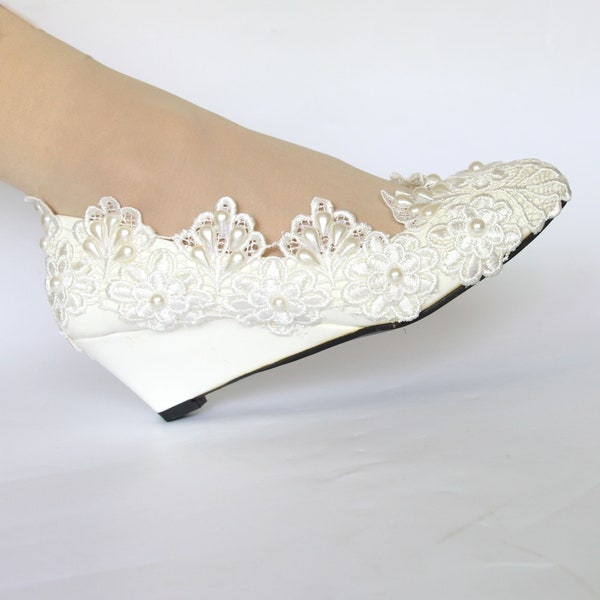 white lace pearls shoes wedding leather shoes bridal pumps wedge shoes party shoes women shoes