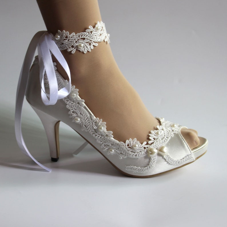 Ivory wedding shoe for bride Wedding Heel Princess Bride High | Etsy
