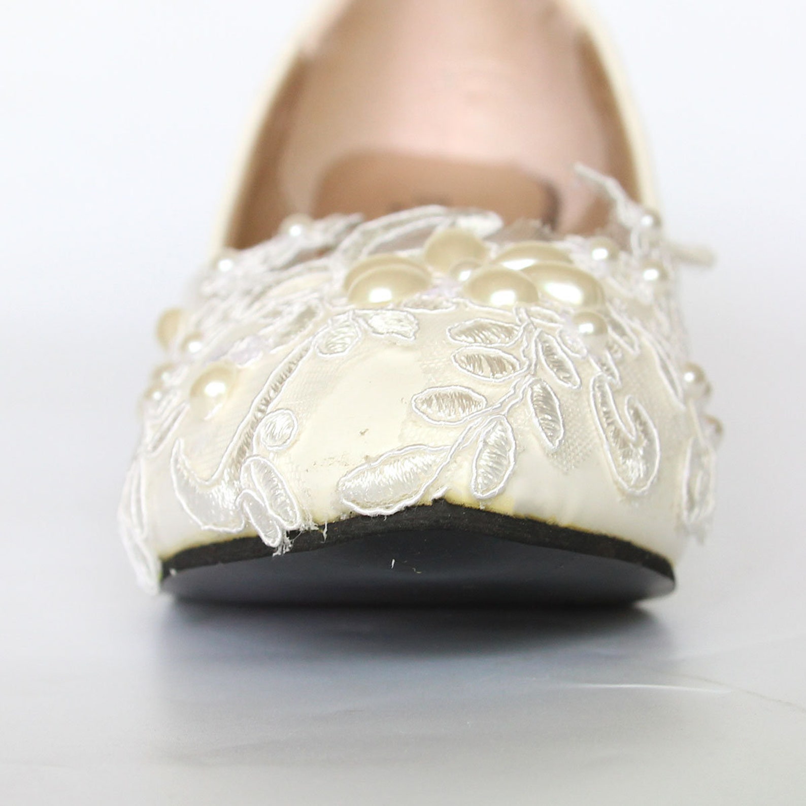 Ivory Wedding Shoes Kitten Heel bridal Shoes Wedding Etsy