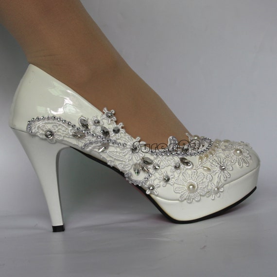 white closed toe wedding shoes