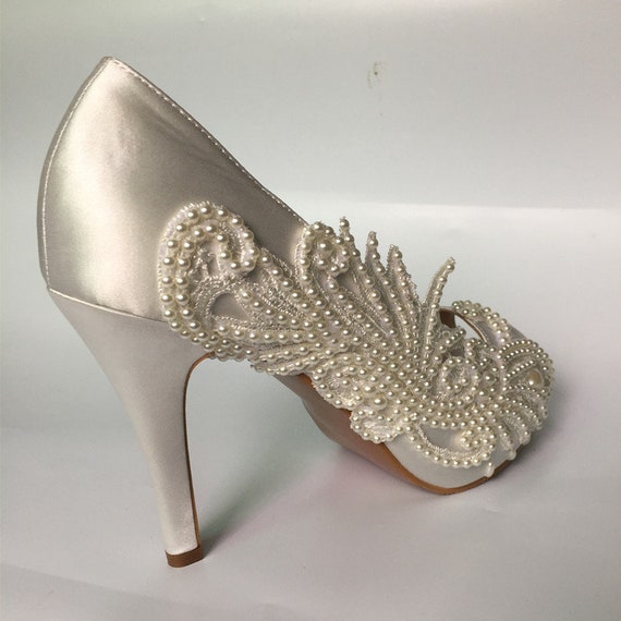 ivory shoes with pearls