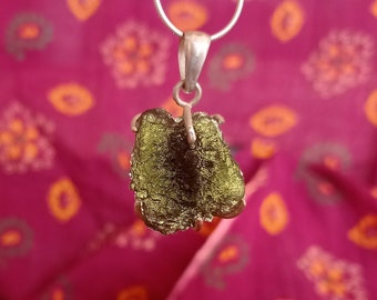 Authentic Moldavite Necklace Silver. Moldavite Pendant Silver. Healing Moldavite Necklace. Pendentif Moldavite Jewelry. Necklace Moldavite