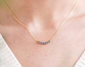 Stackable Siberian Blue and Gold Necklace by Eclipse Creations • Dainty Charm Jewelry • Minimalist Gift • Bridesmaid Gift • Birthday Present