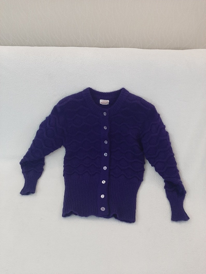 Mohair dark purple cardigan for SKVT. Eggplant color sweater | Etsy