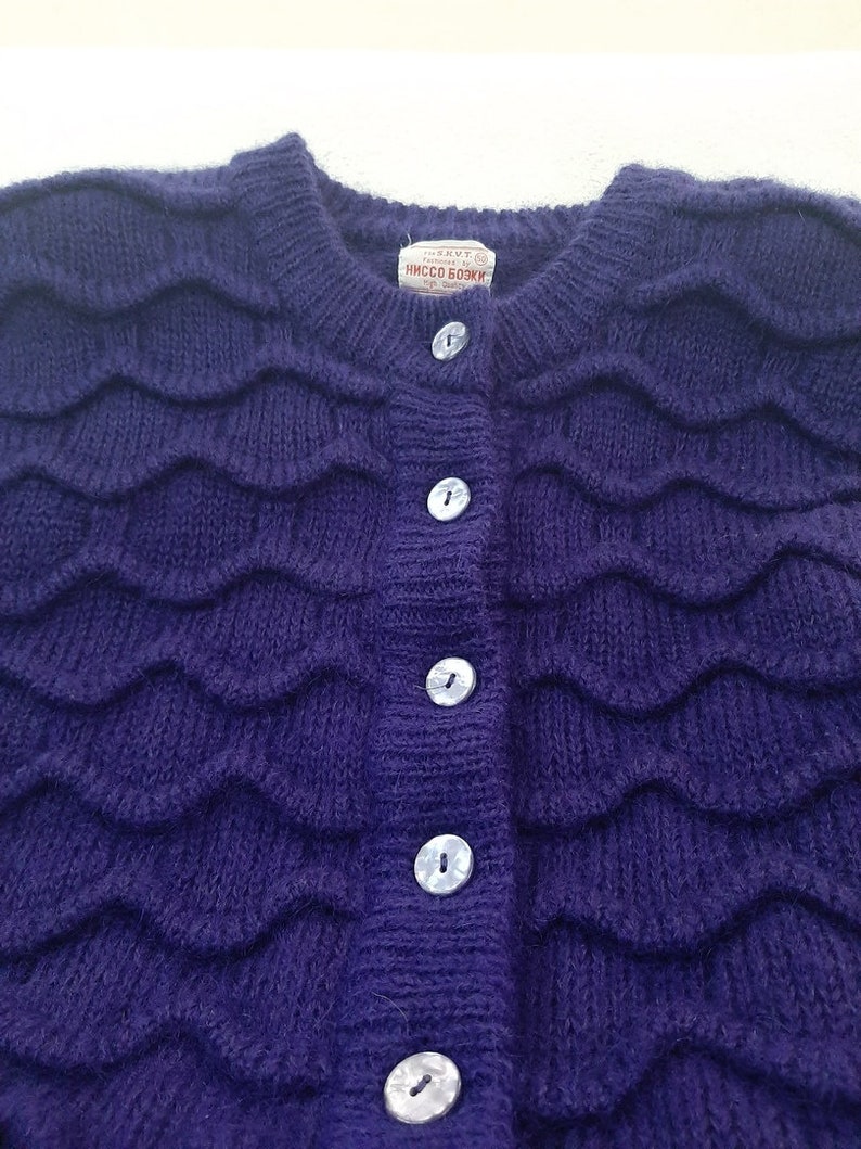 Mohair dark purple cardigan for SKVT. Eggplant color sweater | Etsy