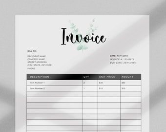 Floral Invoice Template | Editable MS Word, A4 (Digital Download)