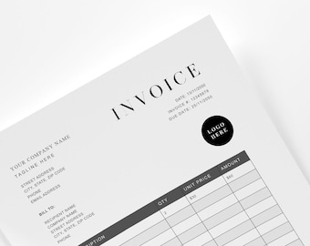 Editable Invoice Template | Modern Minimalist Billing Form (MS Word)