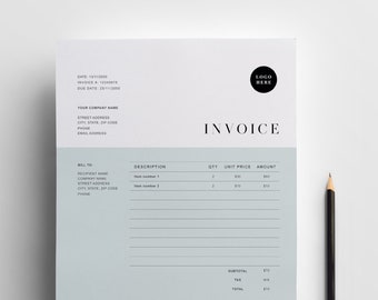 Invoice Template Word | Printable Invoice | Custom Order Forms | Business Invoice Template | Editable Simple Billing Form | Word Receipt
