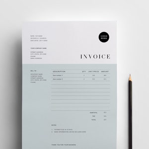 Plantilla de factura Word / Factura imprimible / Formularios de pedido personalizados / Plantilla de factura comercial / Formulario de facturación simple editable / Recibo de Word