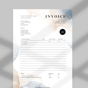 Plantilla de factura en Word / Factura imprimible / Formularios de pedido personalizados / Plantilla de factura comercial / Formulario de facturación simple editable / Recibo en Word