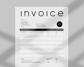 Plantilla de factura editable / Formulario de facturación simple (Word, imprimible)