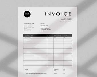 Minimalist Invoice Template | Editable Business Billing Form (MS Word)