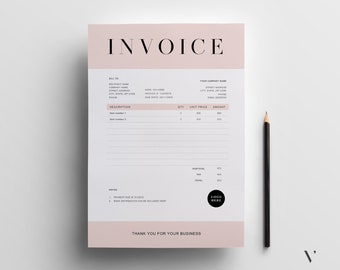 Invoice Template Word | Printable Invoice | Custom Order Forms | Business Invoice Template | Editable Simple Billing Form | Word Receipt