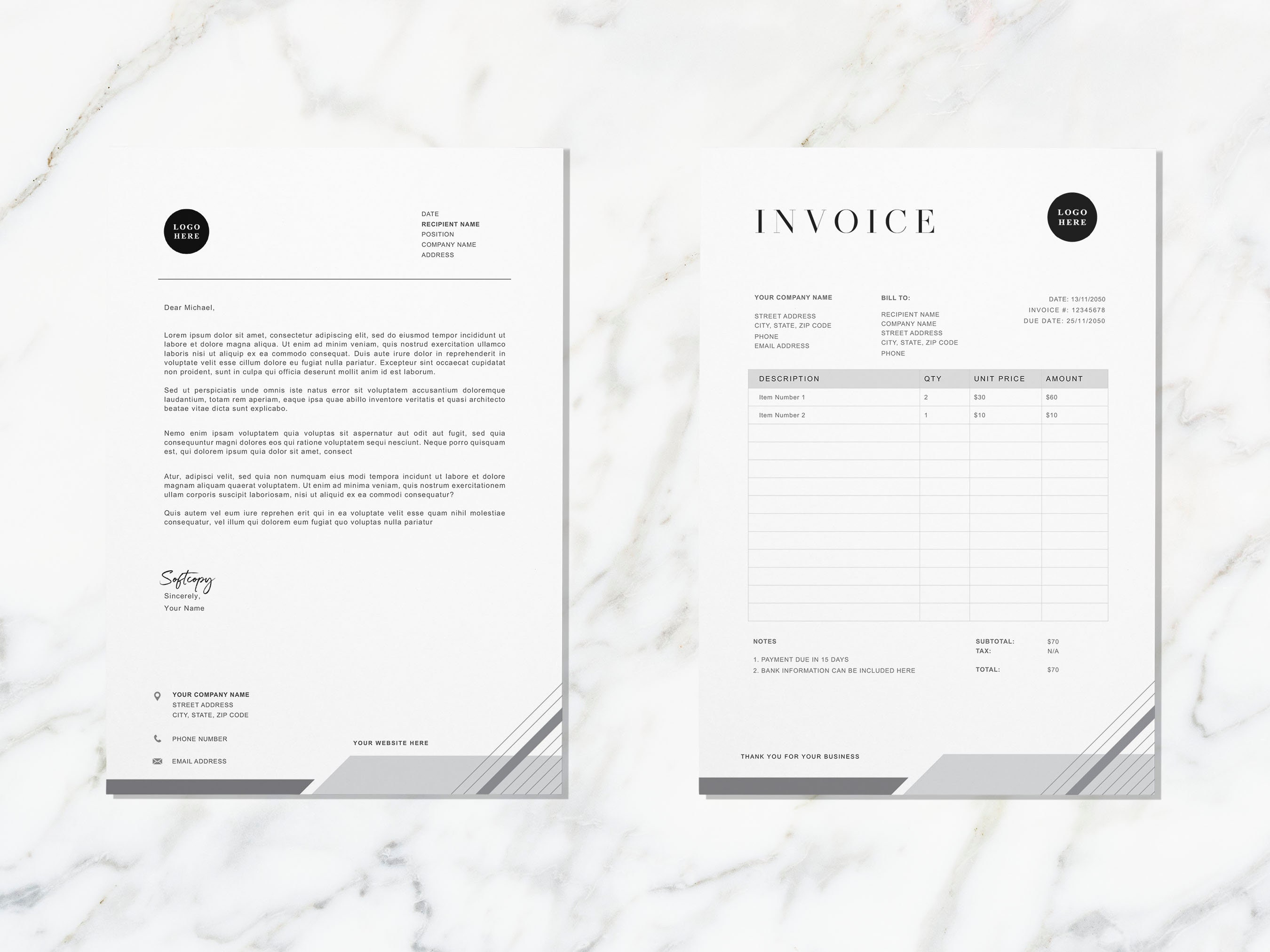 Invoice and Letterhead Template Word | Printable Invoice | Printable ...