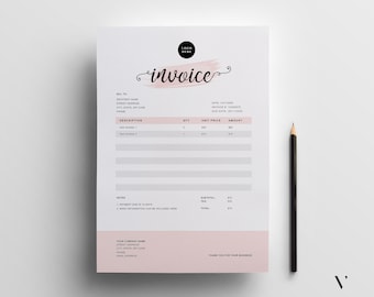 Feminine Invoice Template | Editable Small Business Form (MS Word)