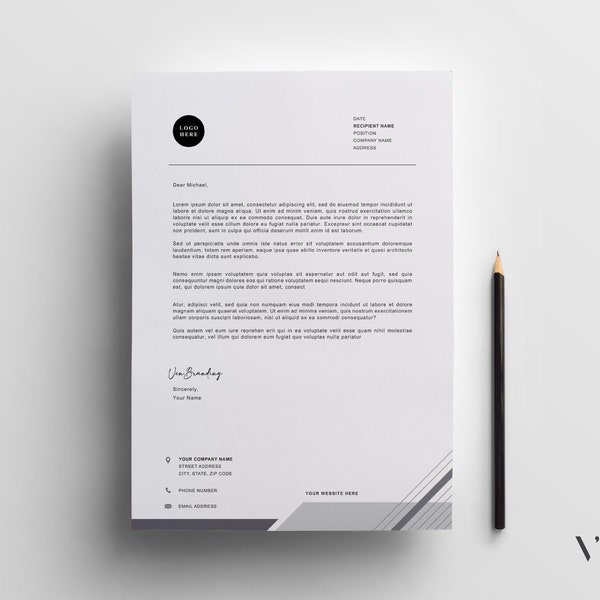 Letterhead Template Word Editable, Pdf Printable, Business Letterhead, Corporate Letterhead, Modern Letterhead, Personalized Letterhead