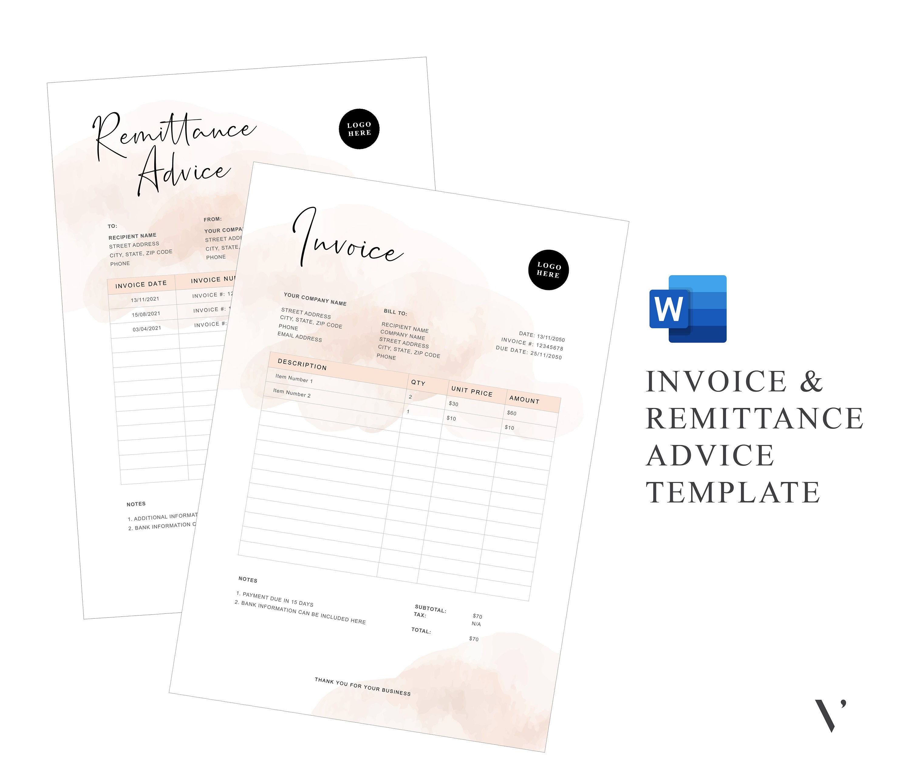 invoice-template-word-remittance-advice-printable-invoice-etsy