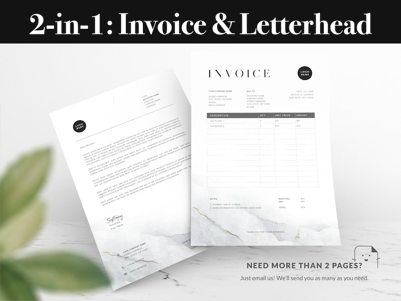 Invoice and Letterhead Template Word | Printable Invoice | Printable ...